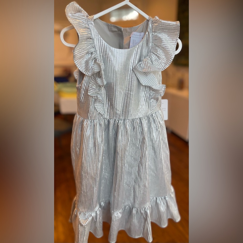 Tahari girls silver grill dress